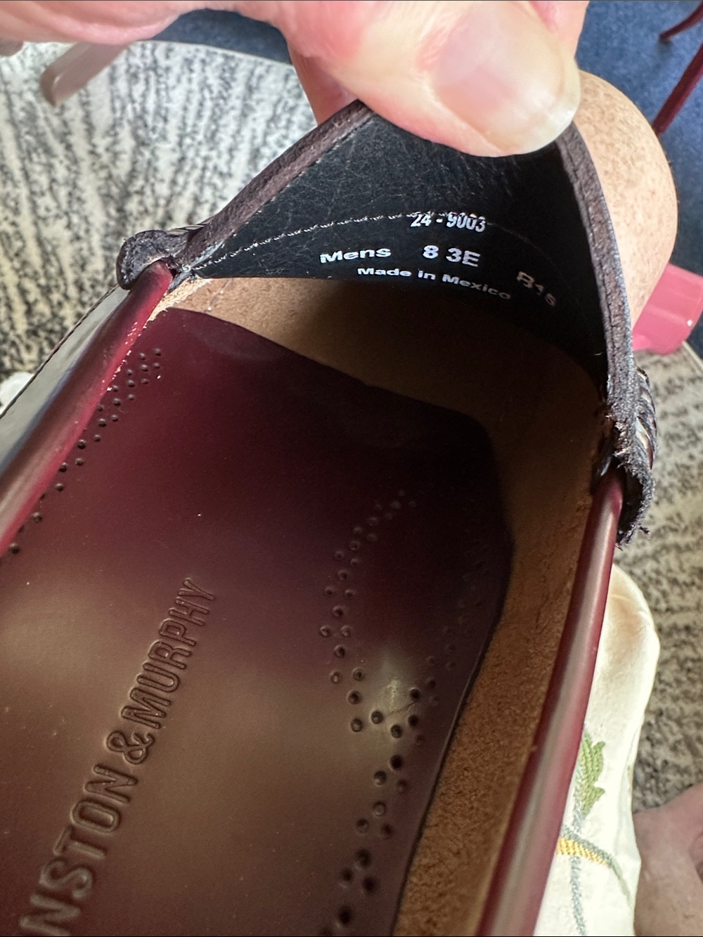 Johnston & Murphy Men's Penny Loafers - Burgundy Oxblood 8 3E NWOT - Picture 5 of 5